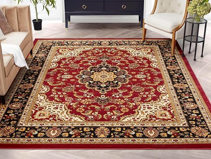 Well Woven Barclay Collection Medallion Kashan Red 8x10 Area Rug - Image 2