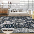 Area Rug 6x9 Washable Rug, Vintage Boho Medallion Rugs Non-Slip Soft Low Pile - Image 6