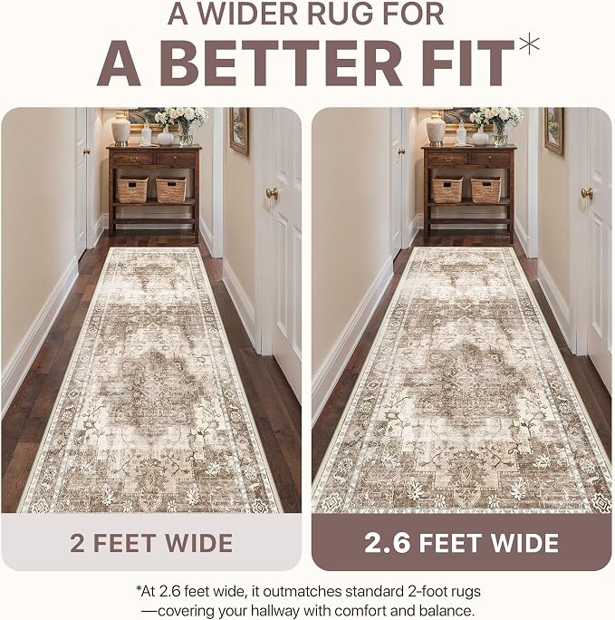 Runner Rug 2'6''x6 Non Slip Machine Washable Vintage Hallway Runner Rug - Image 8