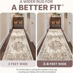 Runner Rug 2'6''x6 Non Slip Machine Washable Vintage Hallway Runner Rug - Image 8