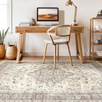 7x9 Area Rug Living Room: Washable Boho Large Neutral Vintage Soft Rugs Stain - Image 7