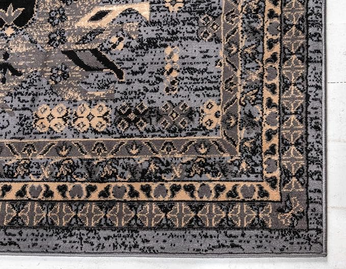 Unique Loom Taftan Collection Border Geometric Tribal Inspired Design Area Rug - Image 9