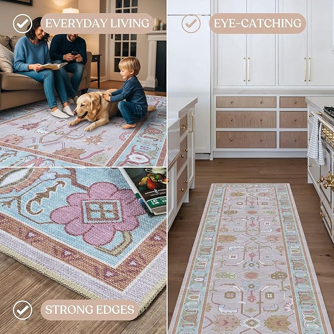 Fame Living Pink Oushak Rug, Extra Large Area Rugs - Image 4