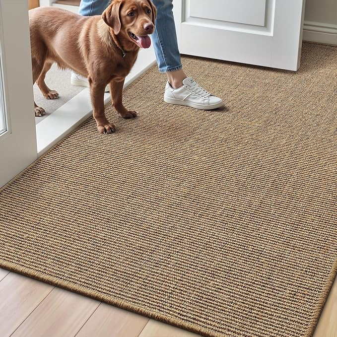 LUMI Handwoven Sisal Door Mat, Non-Slip Durable Entryway Mat, Welcome Front by LUMI