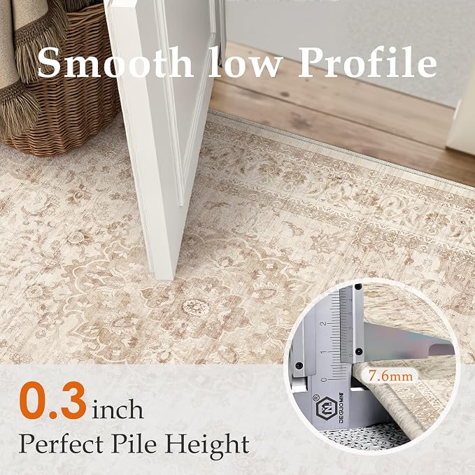10x12 Beige Washable Vintage Area Rug - Image 4