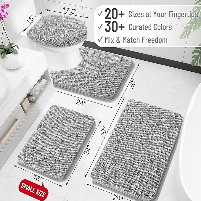OLANLY Toilet Rugs U-Shaped 24x20, Extra Soft Absorbent Chenille Contour - Image 2