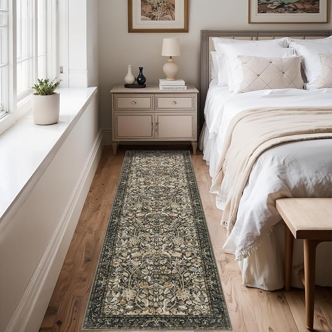 Washable Runner Rug 2x6: Vintage Boho Floral Carpet Runners - Image 7