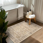 2x3 Entryway Rug Beige Washable Vintage Rugs - Image 3