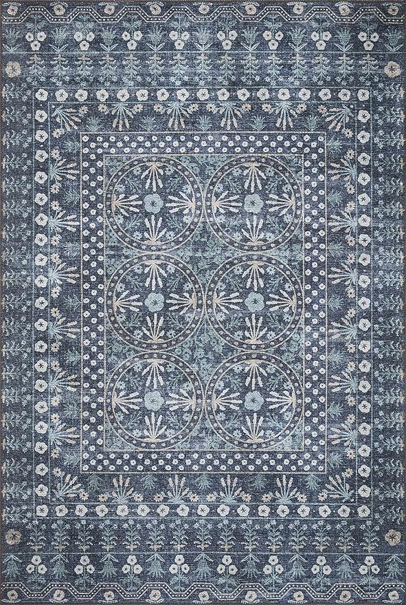 Loloi Rifle Paper Co. Maison Collection MAO-03 Rosette Blue 5'-0" x 5'-0" - Image 3