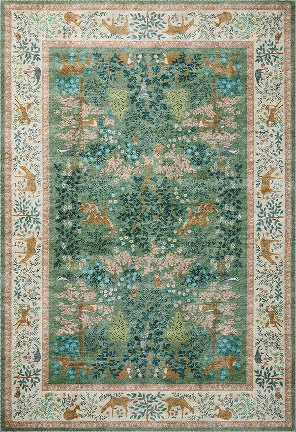 Loloi Rifle Paper Co. Canopy Collection CNP-02 Sage/Blush 3'-9" x 3'-9" Round - Image 2