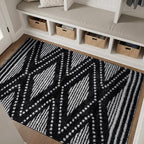 Rugshop Geometric Shag Area Rug Anthracite Dark Gray and White 4' x 6' Ideal by Rugshop