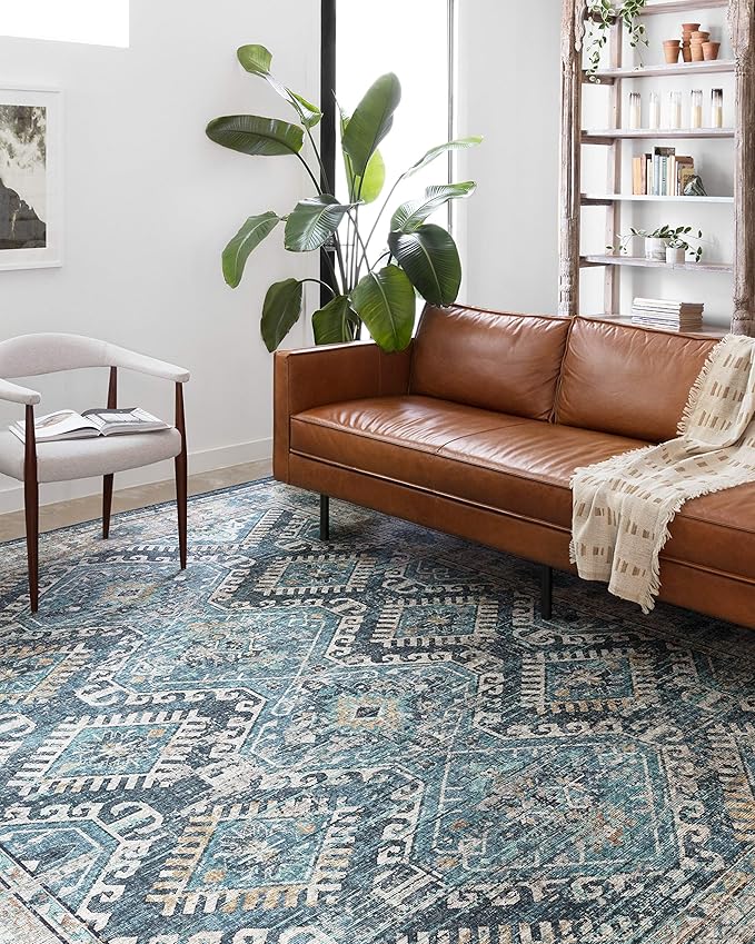 Loloi II Skye Collection SKY-03 Denim/Natural 5'-0" x 7'-6" Area Rug by Loloi
