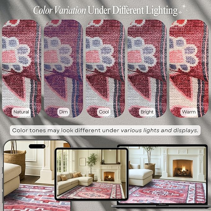 Fame Rugs Turkish Rug. Washable Vintage Oriental Antique Inspired Traditional - Image 4