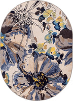 Rugshop Cream Bright Flowers Non Slip Non-Shedding Oval Area Rug - Image 2