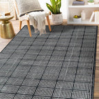 Rugshop Bohemian Stripe Lines Washable Non Slip Area Rug 3' x 5' Black - Image 9