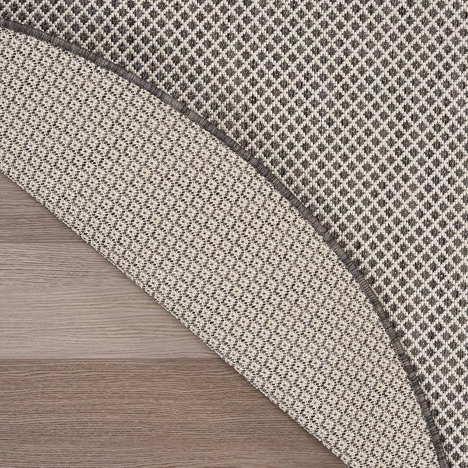 Nourison Home Courtyard Ivory Charcoal 5' x Round Area Rug - Image 9