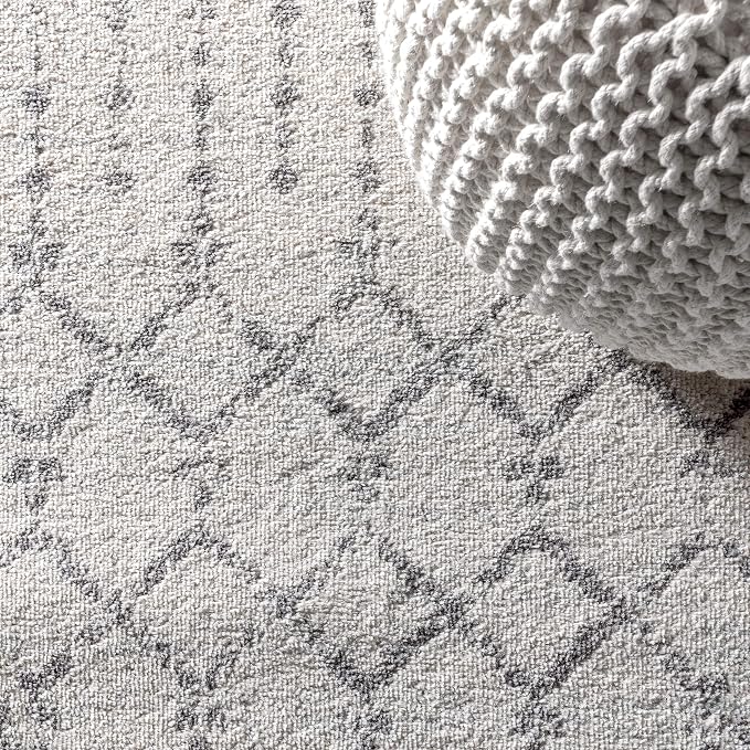 JONATHAN Y Boho Vintage Diamond Cream/Gray Round Area Rug 7 ft, Moroccan Hype - Image 3