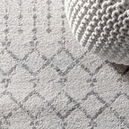 JONATHAN Y Boho Vintage Diamond Cream/Gray Round Area Rug 7 ft, Moroccan Hype - Image 3