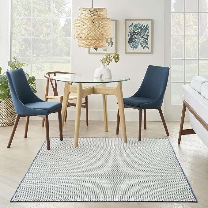 Nourison Home Courtyard Ivory Blue 5' x 7' Area Rug - Image 8