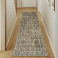 Light Brown 3x10 Vintage Area Rug Hallway Indoor Kitchen Washable Living Room by PureCozy