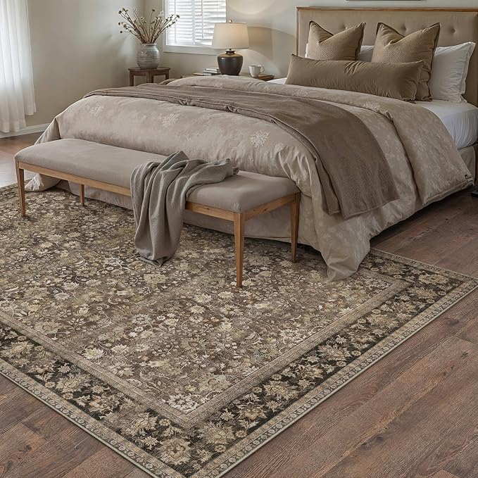 HUGEAR 5x7 Machine Washable Rugs Brown Hallway Area Rug Indoor Accent Rug - Image 3