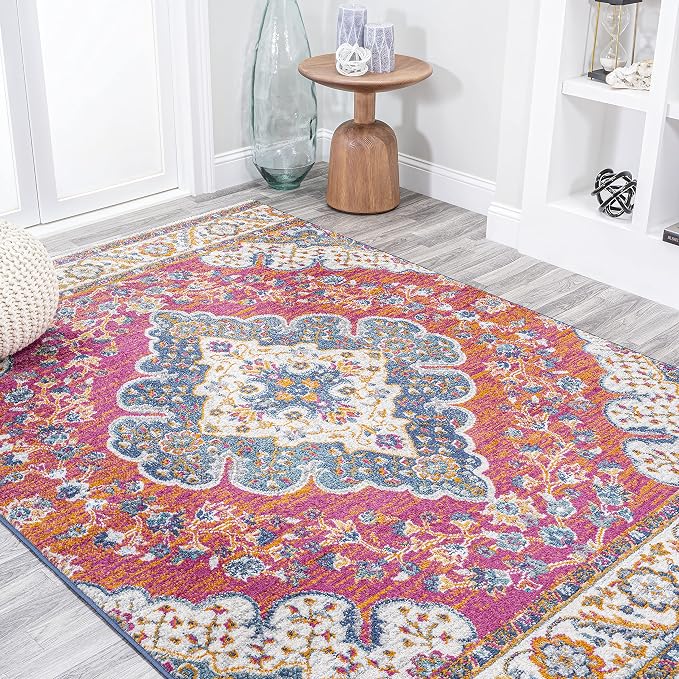 JONATHAN Y Boho Vintage Fuchsia/White Indoor Area Rug, Bohemian Flair Medallion - Image 8