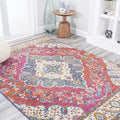 JONATHAN Y Boho Vintage Fuchsia/White Indoor Area Rug, Bohemian Flair Medallion by JONATHANY