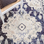 SAFAVIEH Monaco Collection 6'7" x 9'2" IvoryNavy MNC243C Boho Chic Medallion - Image 7