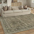 Vintage Area Rug 5x7 Light Brown Bedroom Indoor Kitchen Washable Living Room by PureCozy