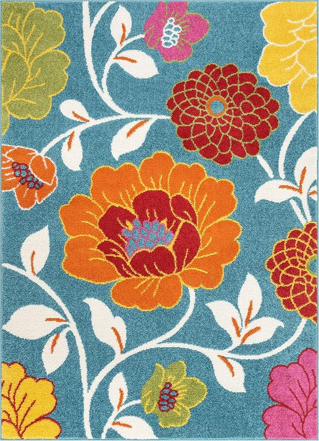 Well Woven Modern Rug Daisy Flowers Blue 3'3" x 5' Floral Accent Area Rug - Image 2