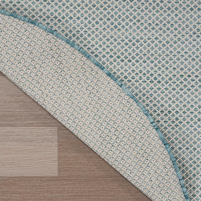 Nourison Home Courtyard Ivory Aqua 8' x Round Area Rug - Image 10