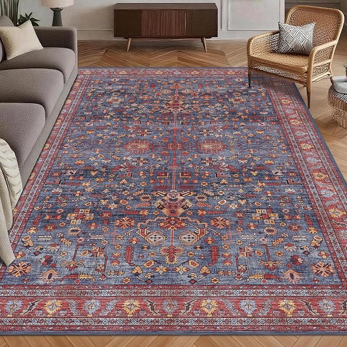 Washable Area Rug 3' x 5 ' Vintage Traditional Persian Mat by Unknown