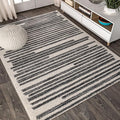 JONATHAN Y Khalil Modern Berber Stripe Cream/Black Indoor Area Rug, Contemporary by JONATHANY