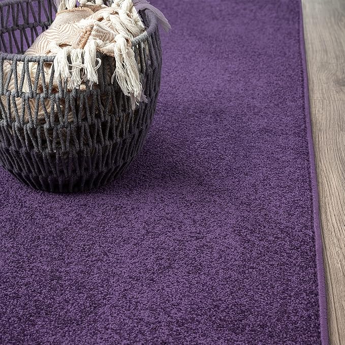 JONATHAN Y Haze Solid Low-Pile Purple Runner Rug 2x16, Minimalist, Easy-Cleaning - Image 4