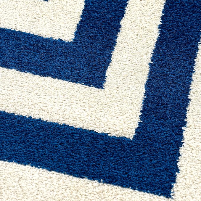 Abani Contemporary Blue & Ivory 6'x9' Area Rug, Contrasting Geometric Modern - Image 8