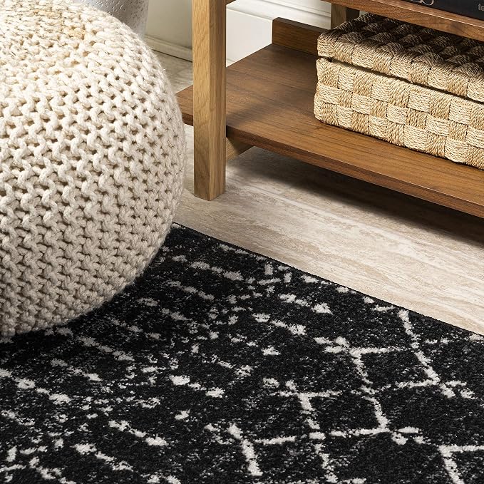 JONATHAN Y Boho Vintage Diamond Black/Ivory Runner Rug 2X8 ft, Moroccan Hype - Image 4