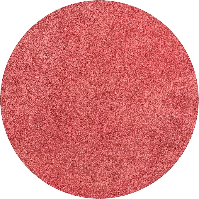 Eyely UES100E-4R Haze Solid Low-Pile Red 4' Round Area Rug, Pet Friendly - Image 2