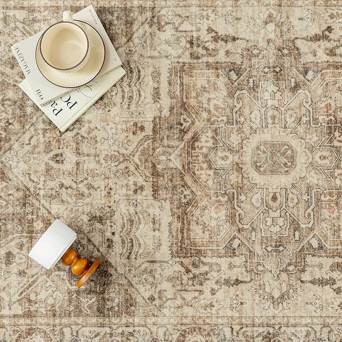 Brown Multi Hallway Runner Rug 2x5 Vintage Washable Distressed Area Carpet - Image 7