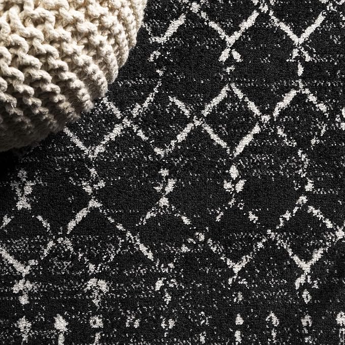 JONATHAN Y Boho Vintage Diamond Black/Ivory Runner Rug 2X8 ft, Moroccan Hype - Image 3