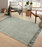 Collive Comfy Area Rug 4' x 6', Olive Green/Cream Woven Cotton Bedroom Rugs by Collive