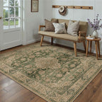 HUGEAR 4x6 Entryway Area Rug Retro Green Small Rug Machine Washable Door Mat by HUGEAR