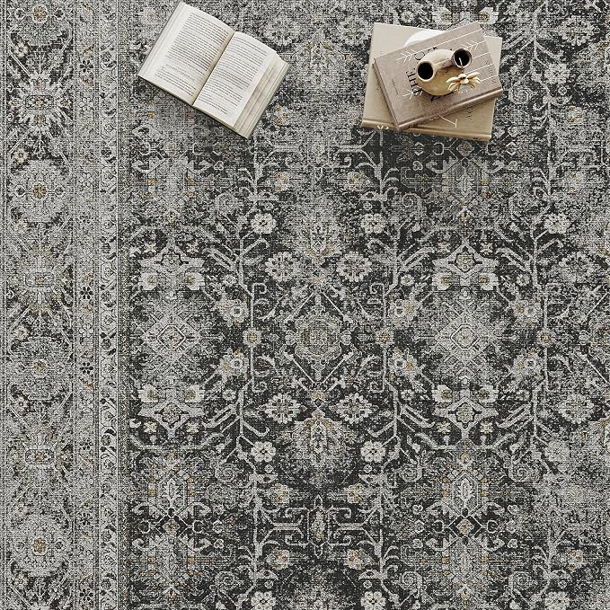 Black Runner Rug 2x12 Vintage Area Carpet Hallway Long Indoor Kitchen Washable - Image 7