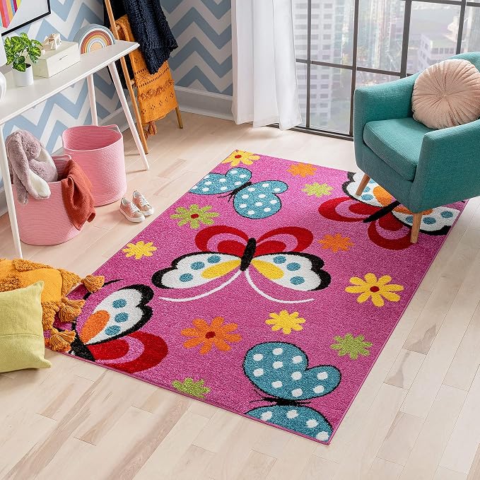 Well Woven Modern Rug Daisy Butterflies Pink 3'3'' x 5' Accent Entry Way Bright - Image 7
