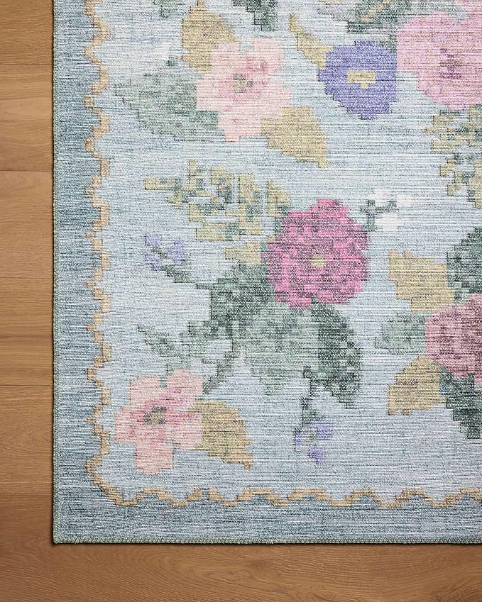 Loloi Rifle Paper Co. Rosa Collection RSA-02 Sky 2'-6" x 7'-6" Runner Rug - Image 4