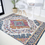 JONATHAN Y Boho Vintage Blue/Multi Indoor Area Rug, Bohemian Flair Medallion by JONATHANY