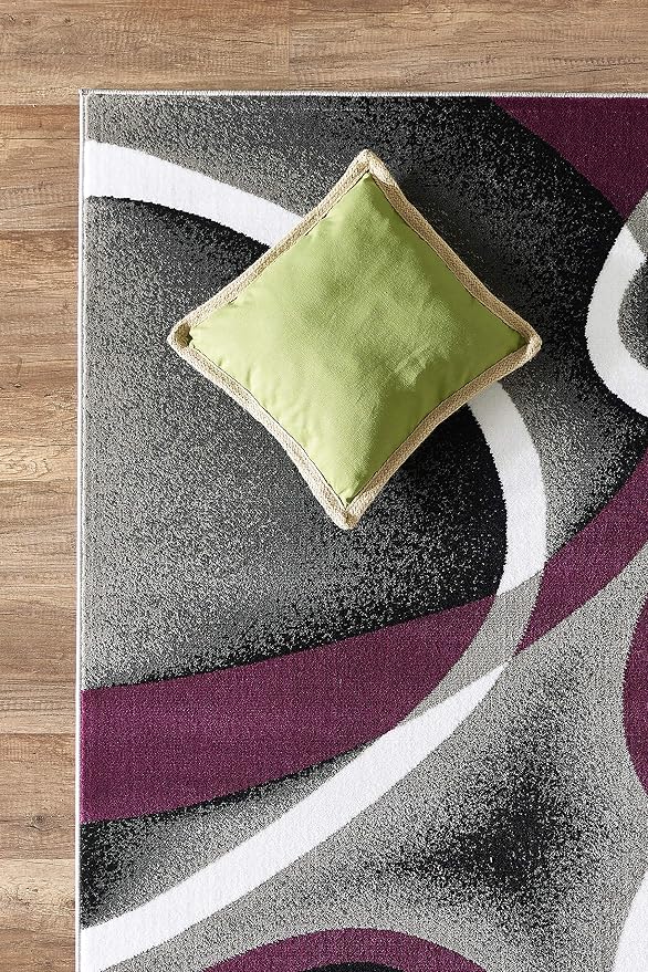 GLORY RUGS Modern Area Rug 8x10 Grey Swirls Carpet Bedroom Living Room - Image 3