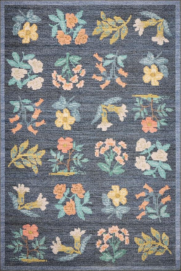 Loloi Rifle Paper Co. Rosa Collection RSA-03 Navy 2'-6" x 12'-0" Runner Rug - Image 2