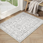 Grey 2x3 Entryway Rug Vintage Area Carpet Indoor Kitchen Washable Door Mat by PureCozy