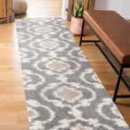 Rugshop Cozy Moroccan Trellis Indoor Shag Runner Rug 2' x 10' Gray/Cream by Rugshop