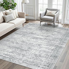5x7 Area Rugs Gray Low Pile Indoor Washable Trendy Faded Style Rugs - Image 3